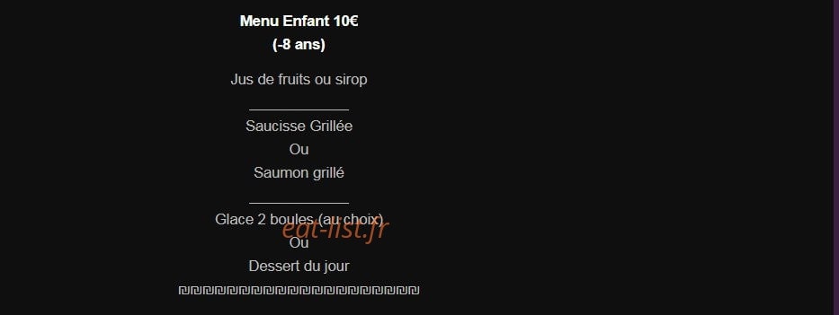 Carte et menu de Le Mélagais à Saint Gely du Fesc — Menu enfant