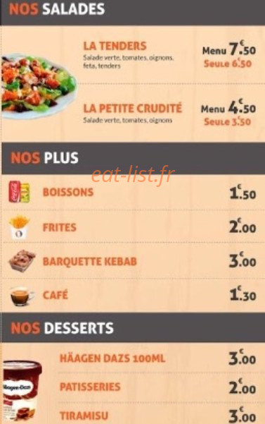 Class' Food — carte page 3