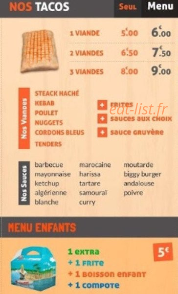 Class' Food — carte page 2