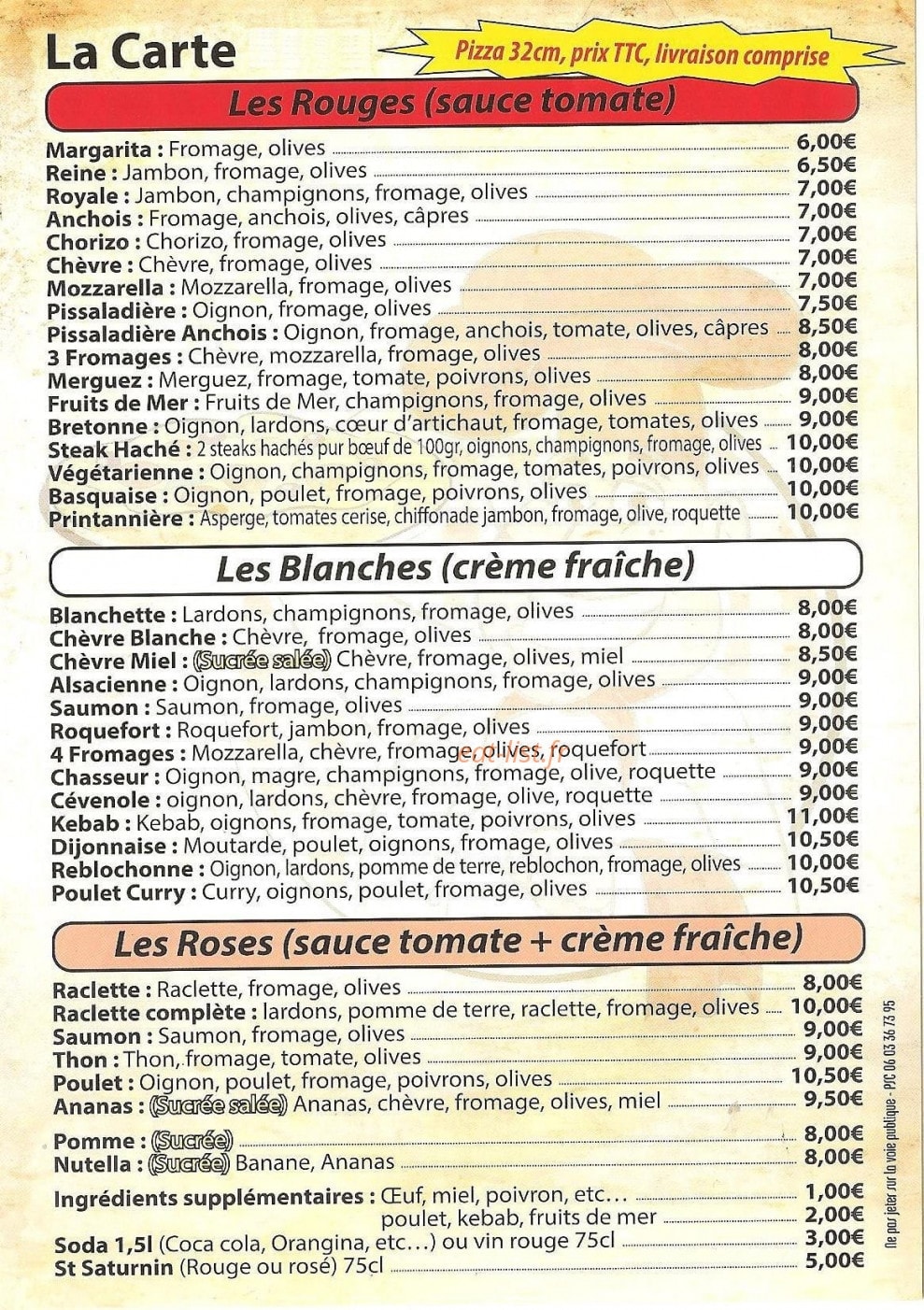 Juvignac Pizza — carte page 2