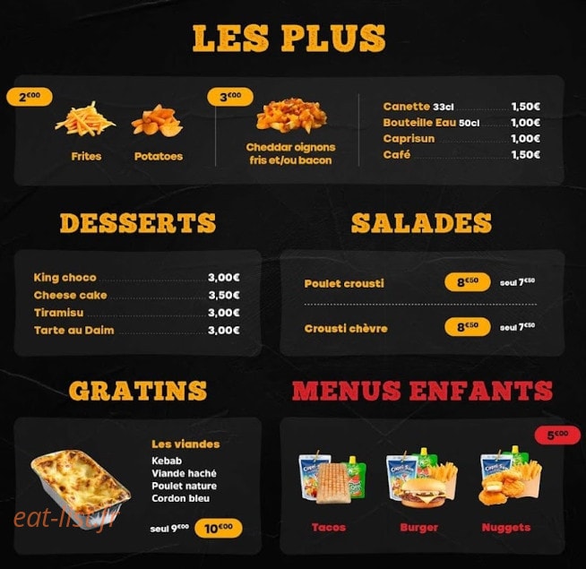 King's Food — carte page 13