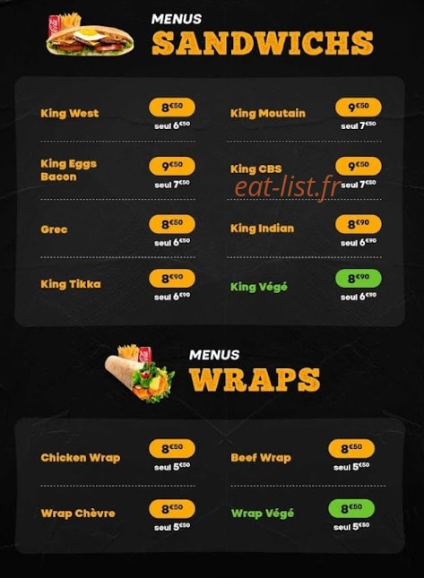 King's Food — carte page 3