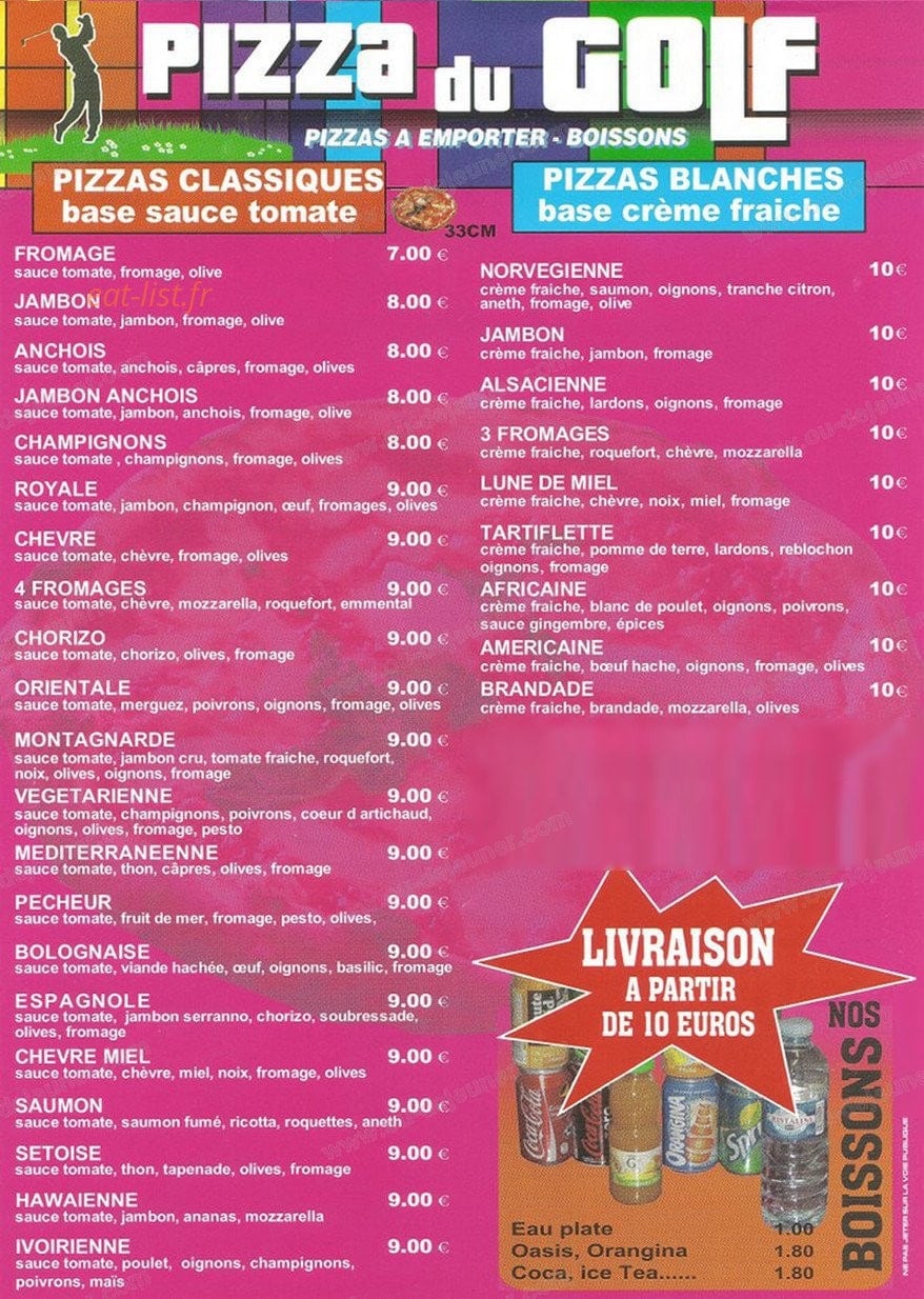 Pizza du Golf — carte page 2