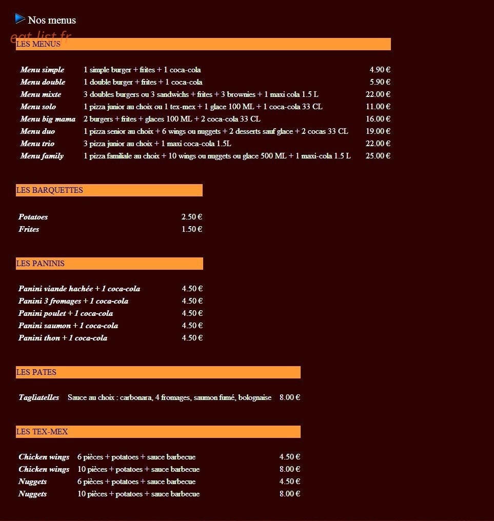 Andiamo pizza — carte page 1