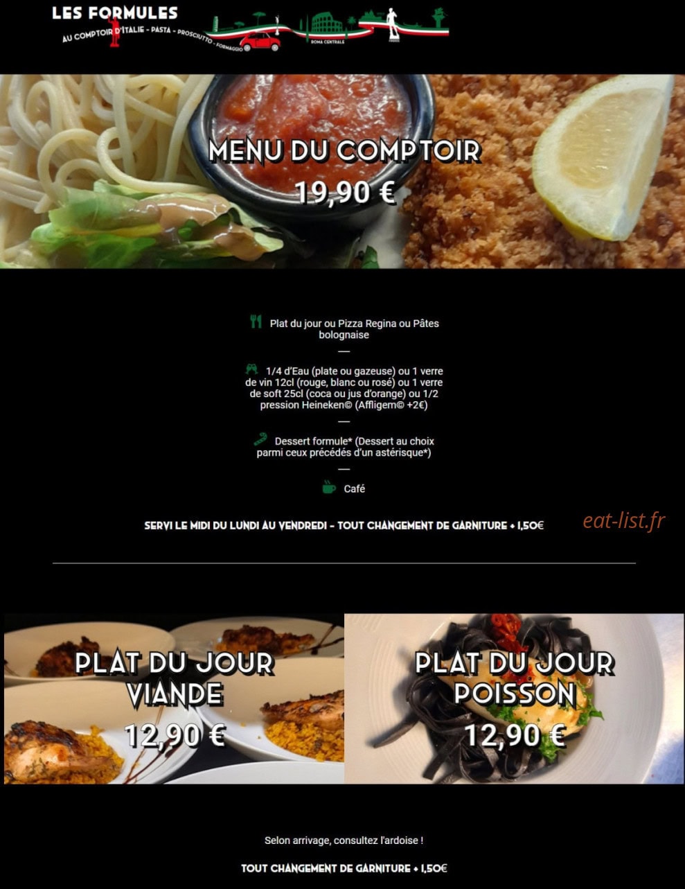 Au Comptoir d'Italie — carte page 1