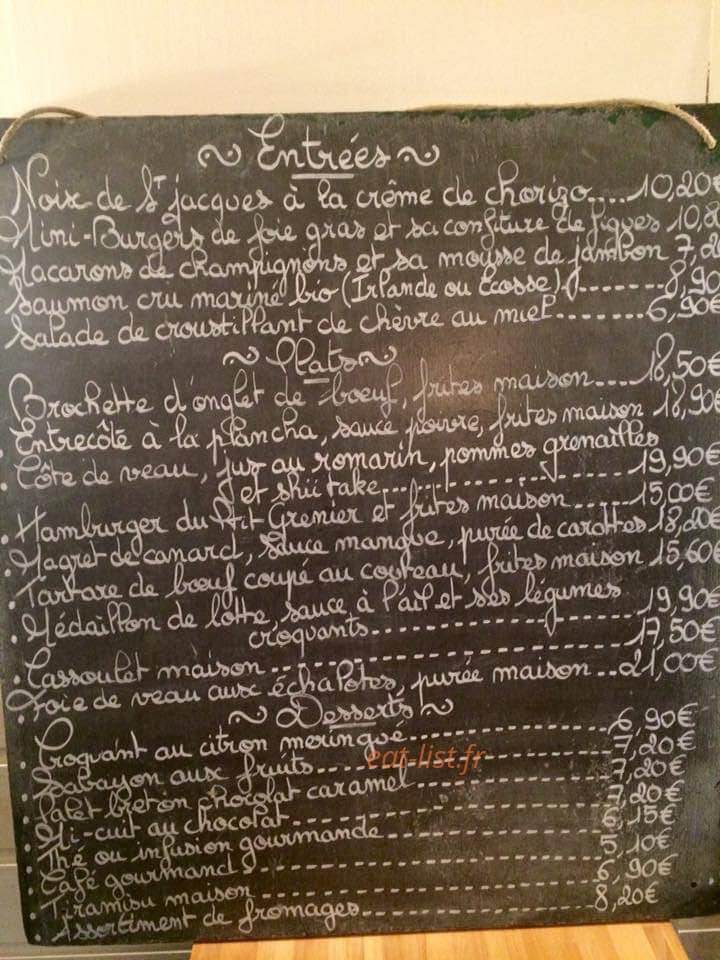 Au Ptit grenier — carte page 1