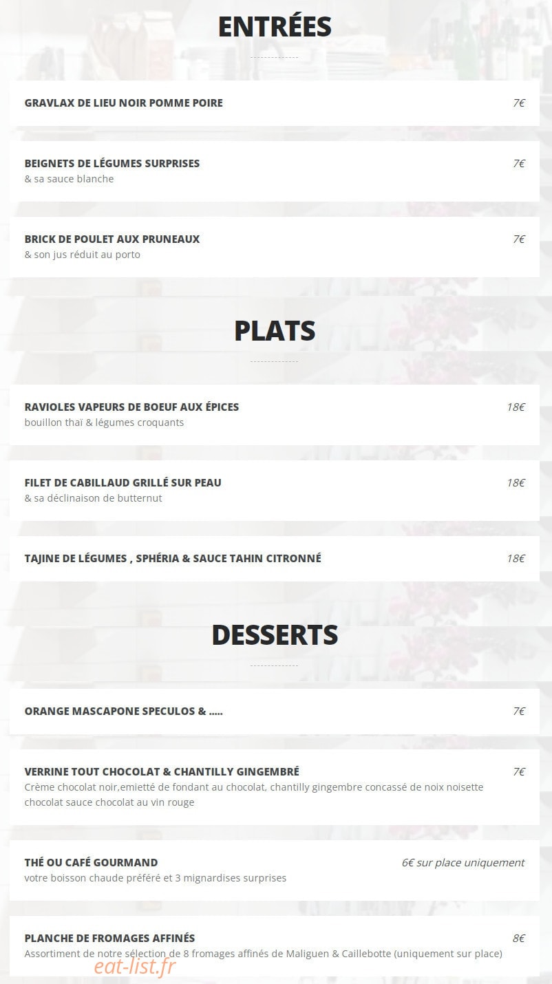 Au Sans Chichi — carte page 2