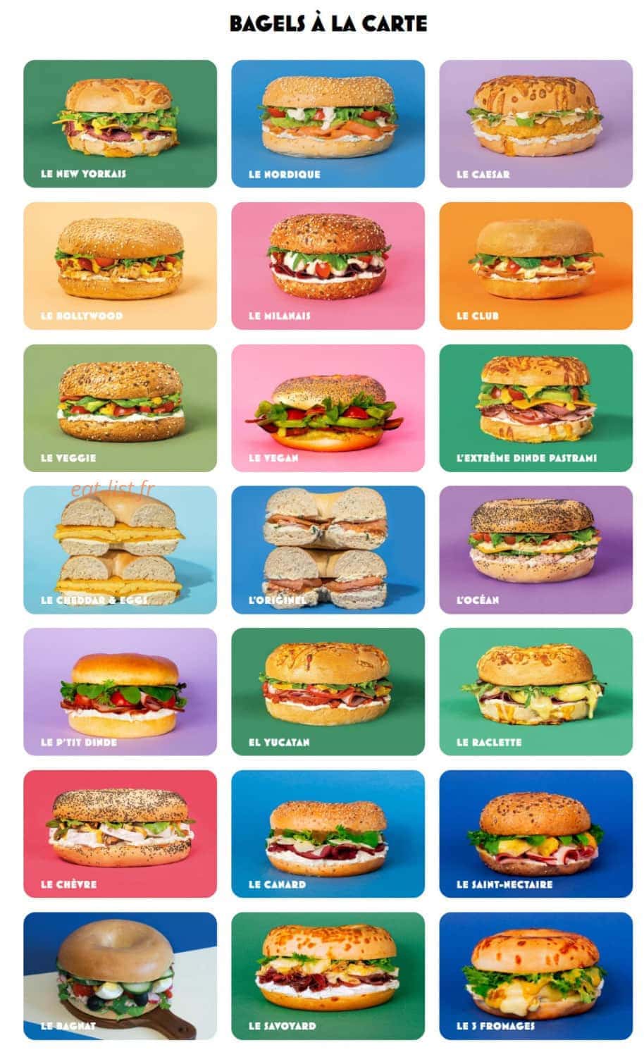 Bagel Corner — carte page 1