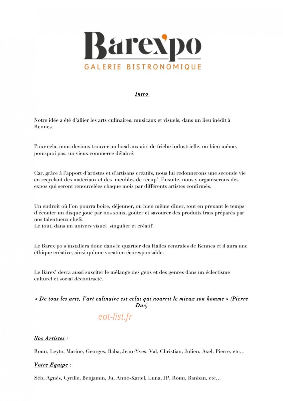 Barexpo — carte page 1