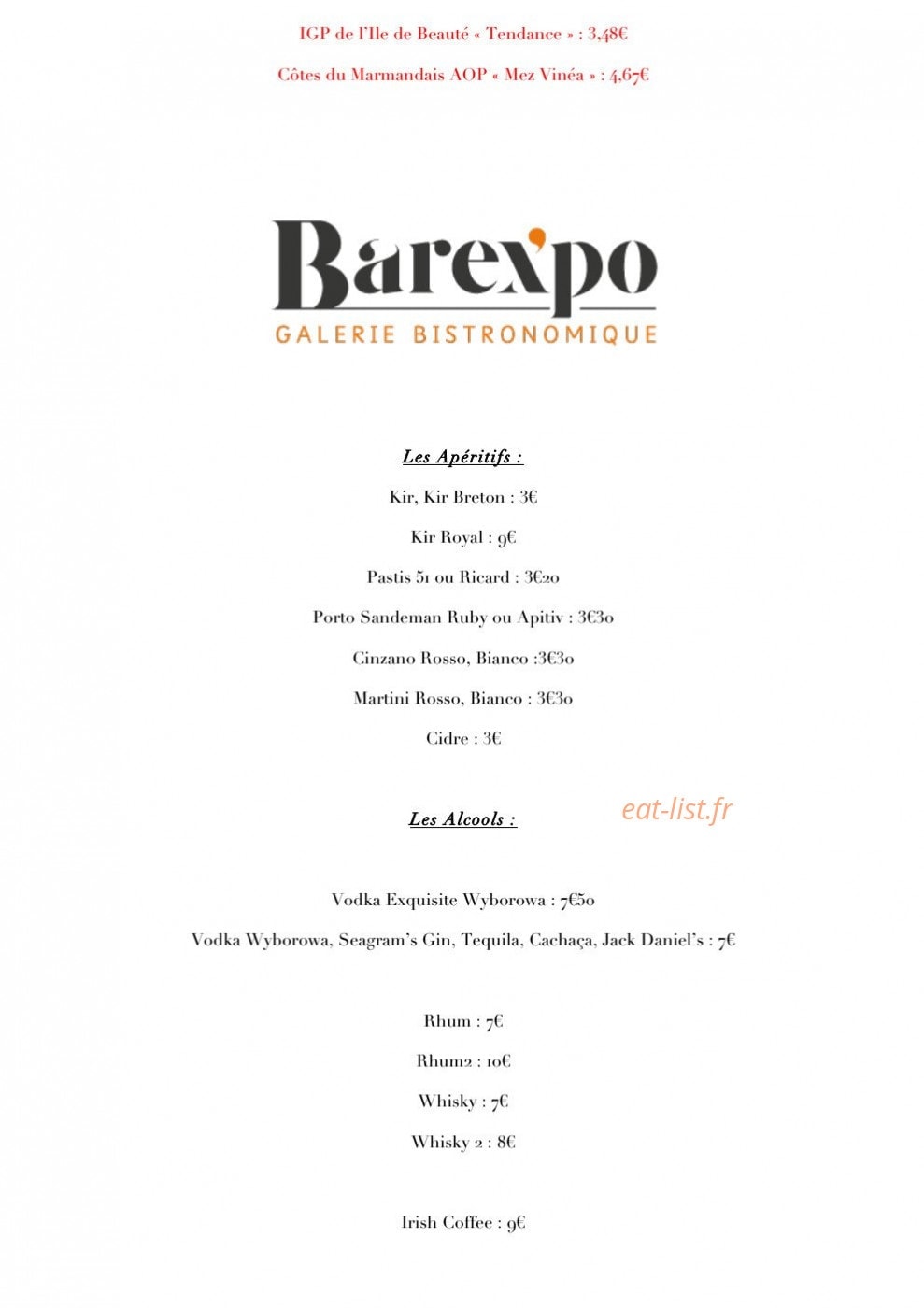 Barexpo — carte page 8