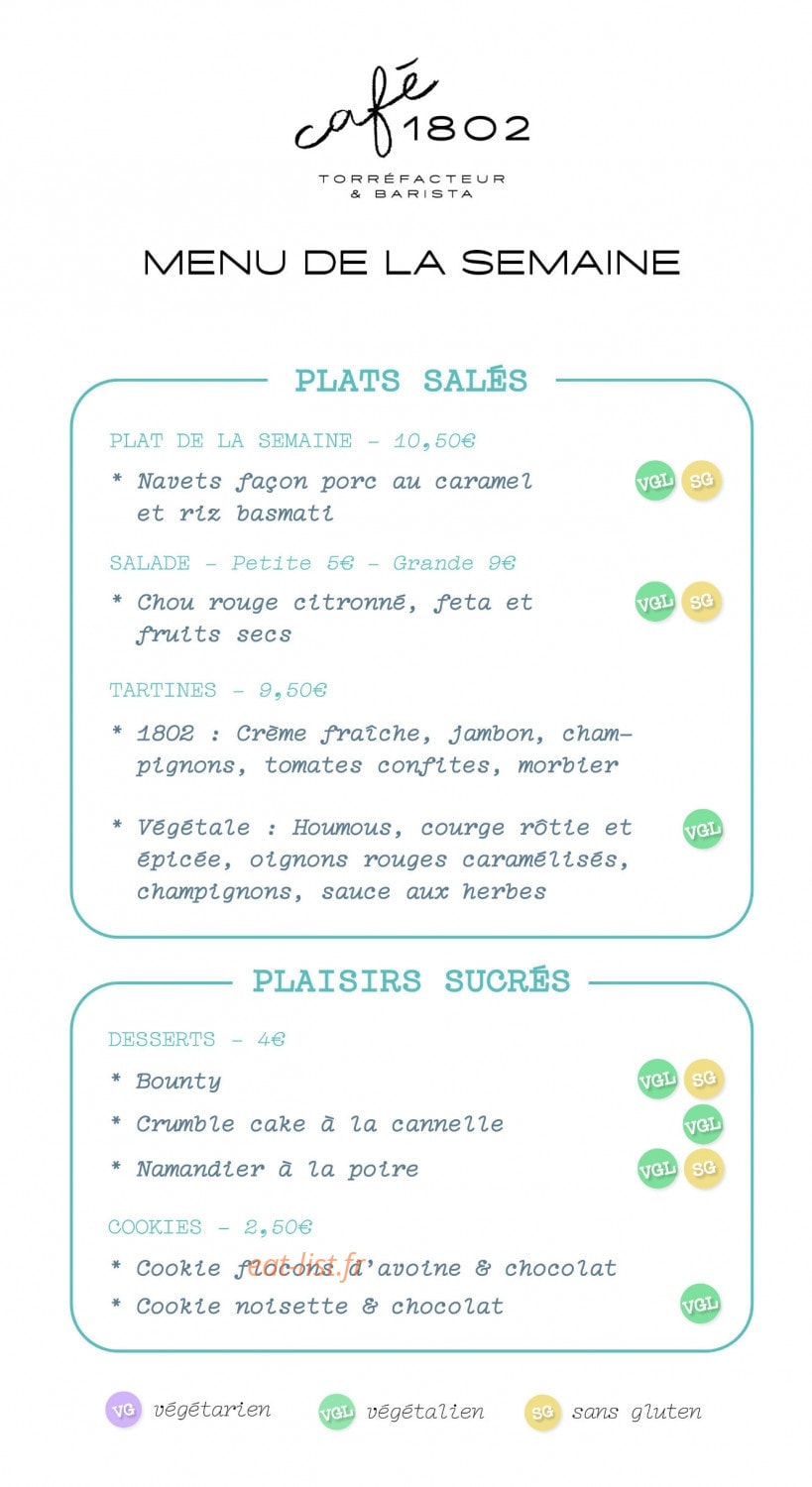 Café 1802 — carte page 1