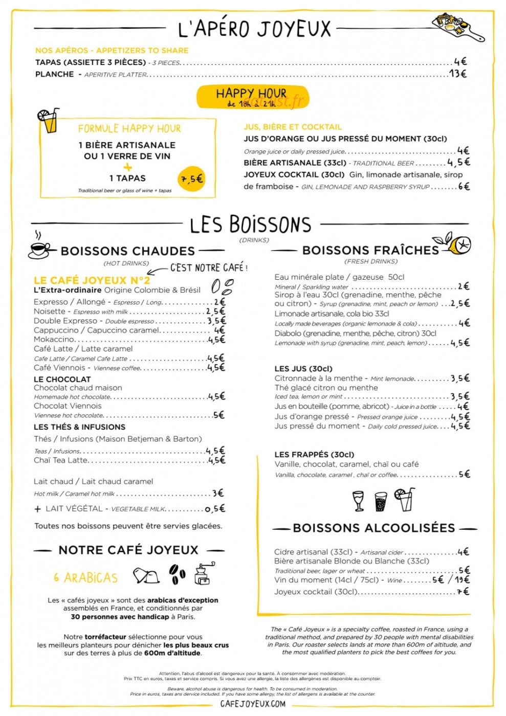 Café Joyeux — carte page 2