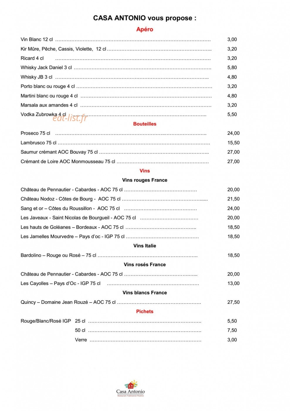 Casa Antonio — carte page 1