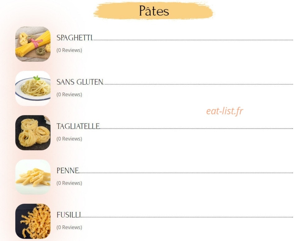 Cheez'y Pasta — carte page 1
