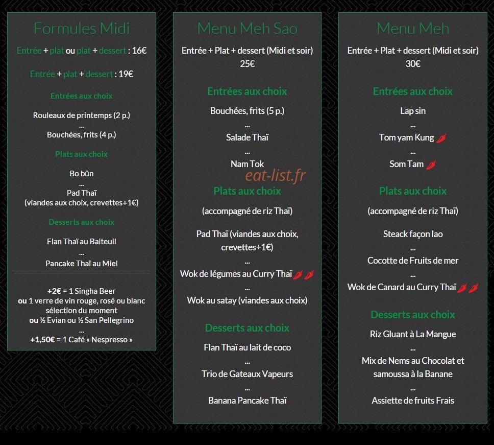 Chez Meh l'issan — carte page 1