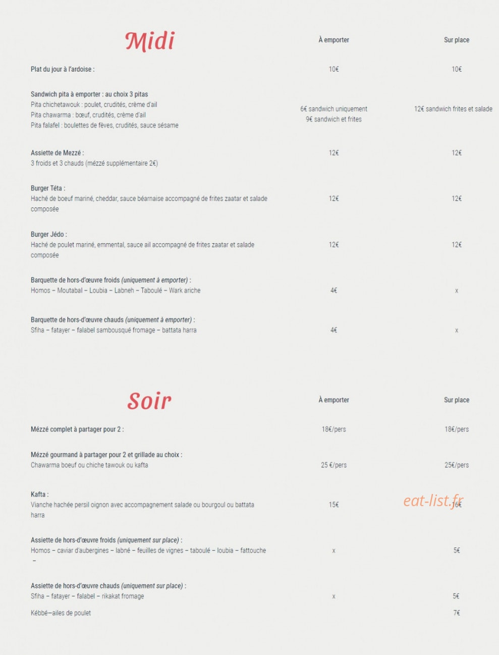 Chez Tėta — carte page 1