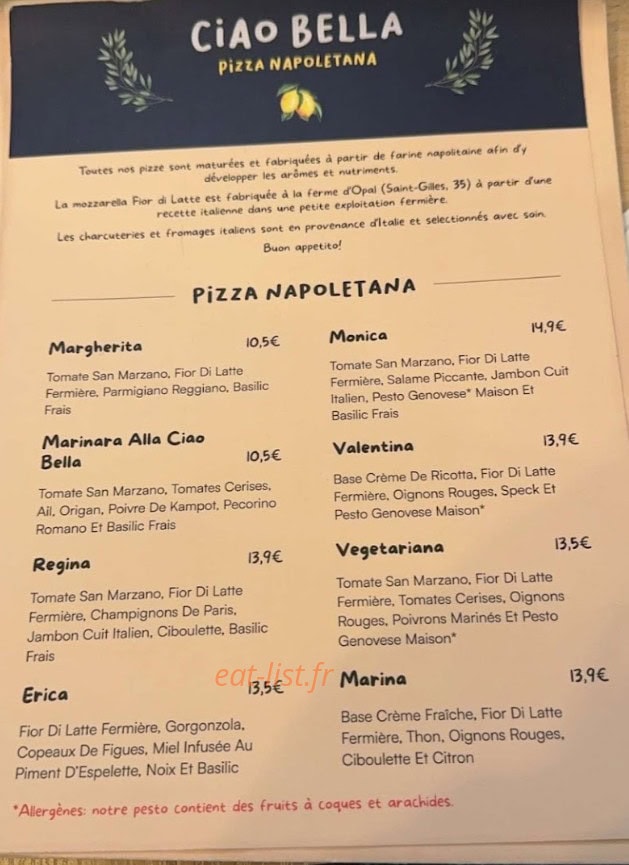 Ciao Bella — carte page 1
