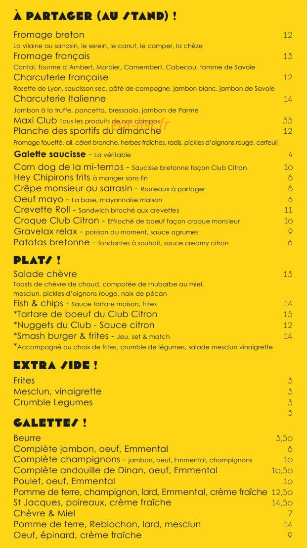 Club Citron — carte page 1