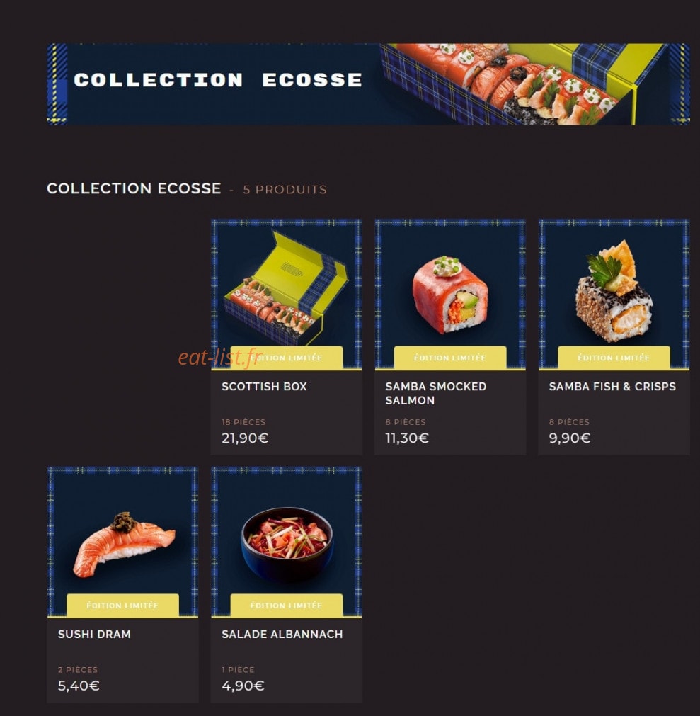 Côté Sushi — carte page 1