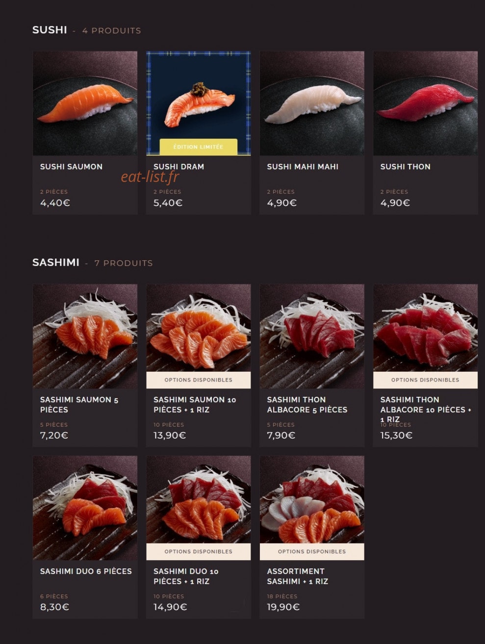 Côté Sushi — carte page 10