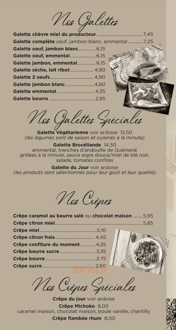 Crêperie du Pont-Levis — carte page 1