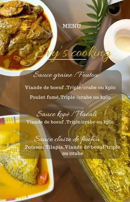 Evy's cooking — carte page 1