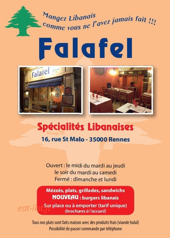 Falafel — carte page 1