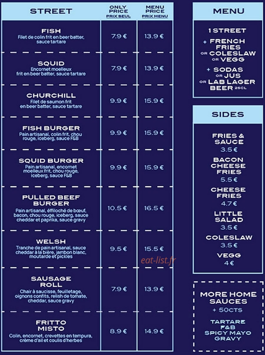 Fish 'N' Beer — carte page 1