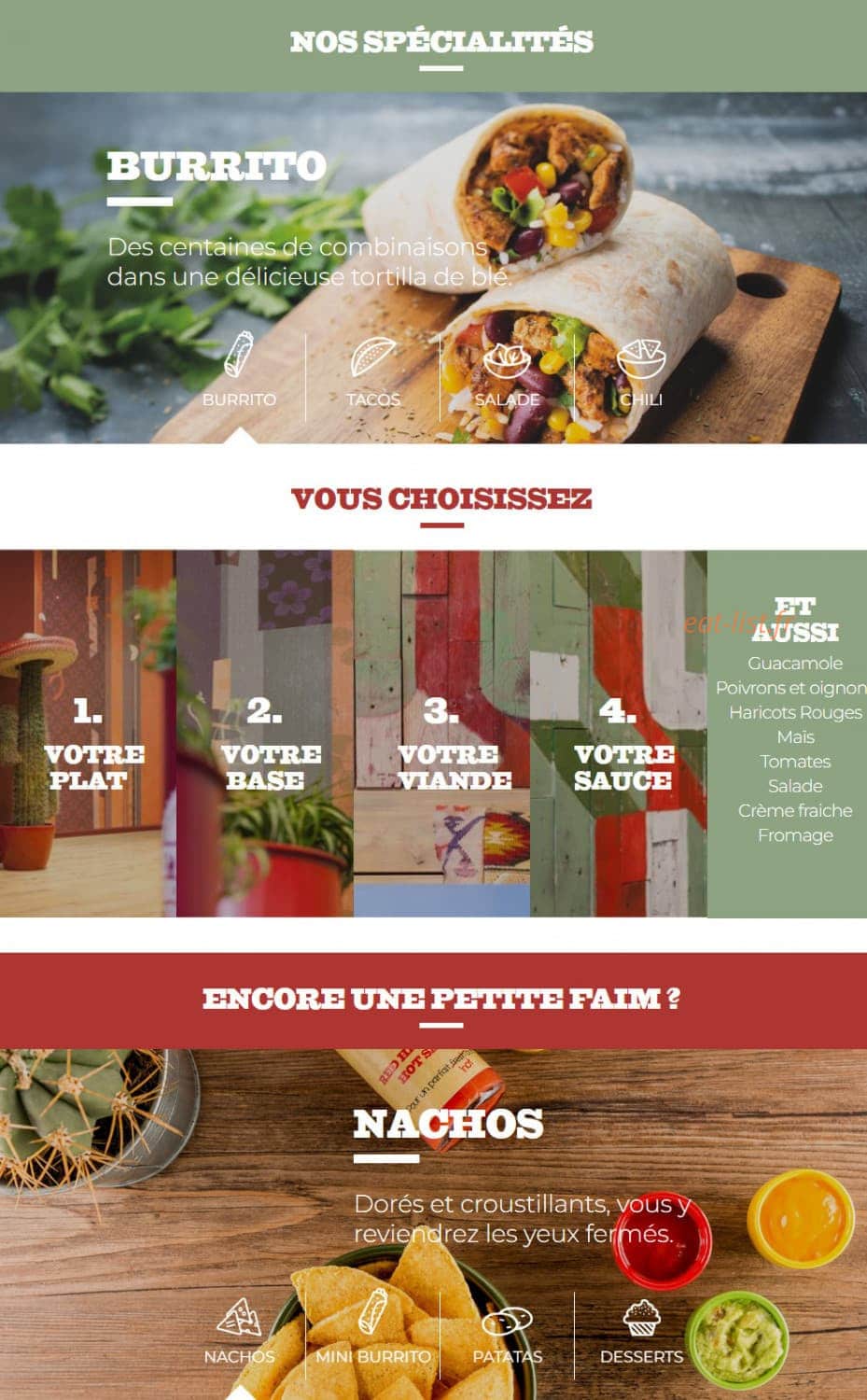 Fresh Burritos — carte page 1