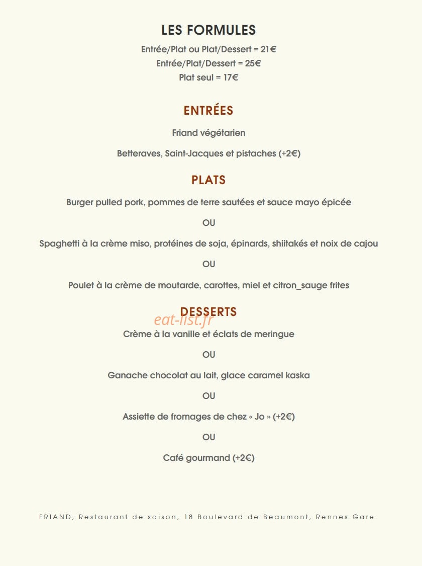 Friand — carte page 1