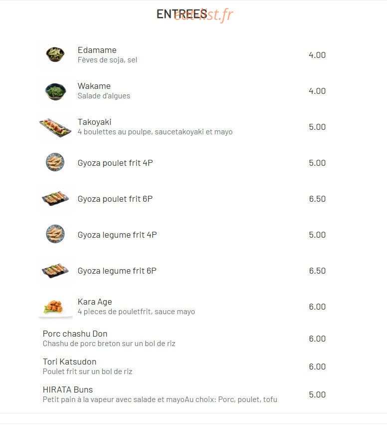 Hanami Ramen — carte page 1