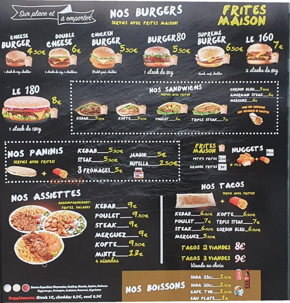 Hoche fast food — carte page 1