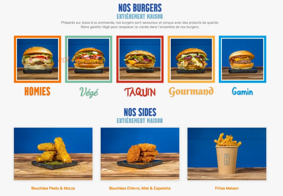 Homies Burger — carte page 1