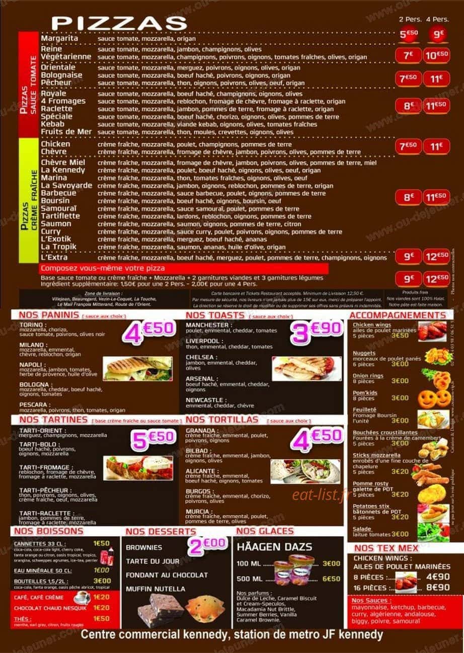 Kennedy Pizza — carte page 2