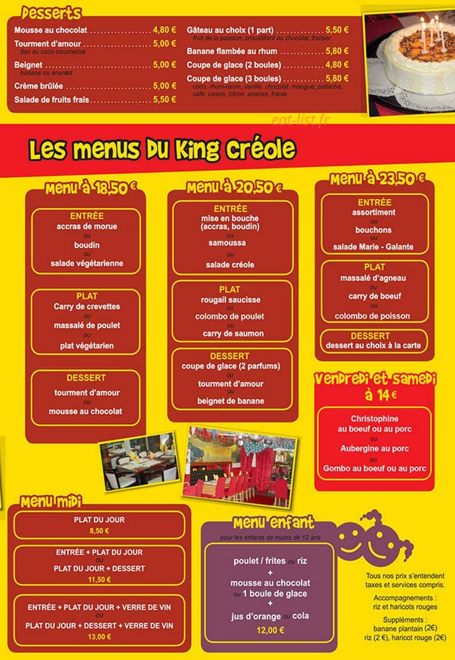 King Créole — carte page 2