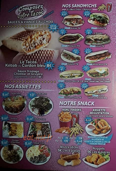 King Kebab — carte page 1