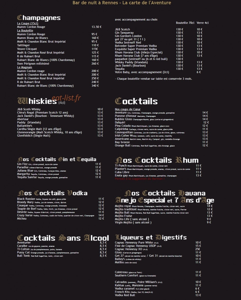 L'Aventure — carte page 1