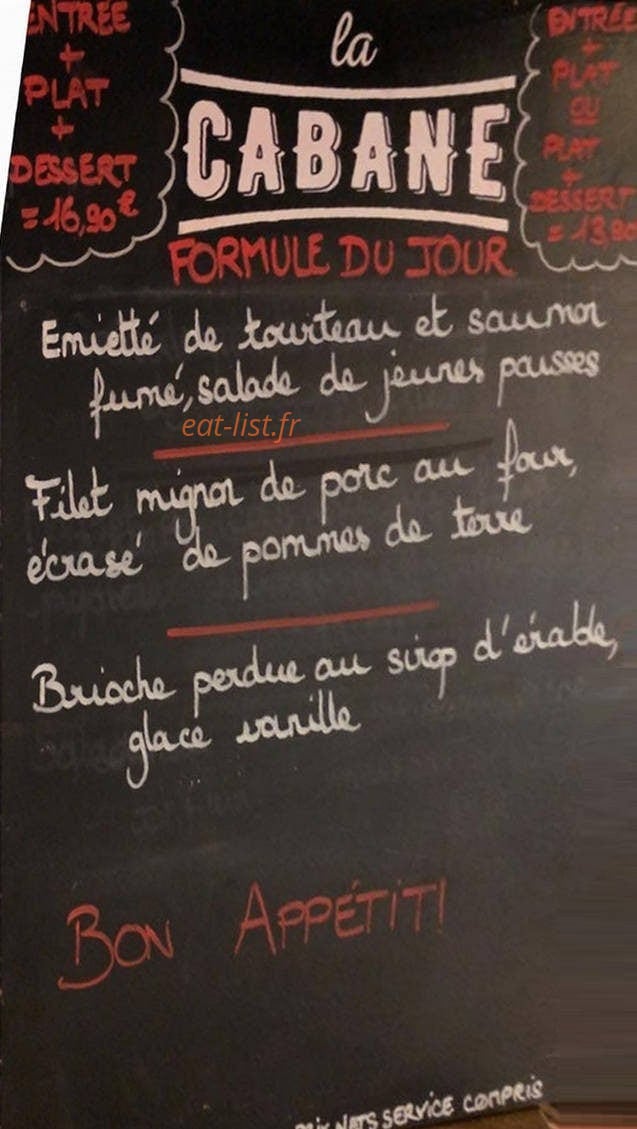 La Cabane — carte page 2