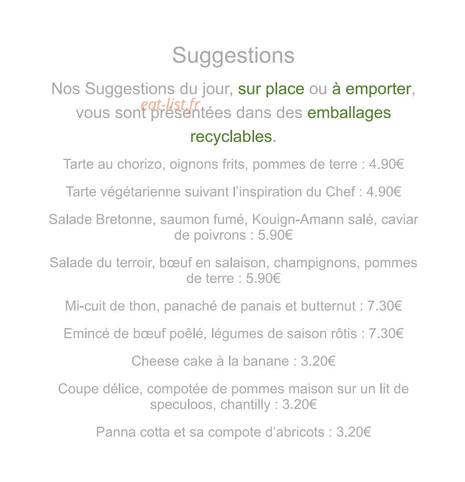 La Cantine Des Garçons — carte page 1