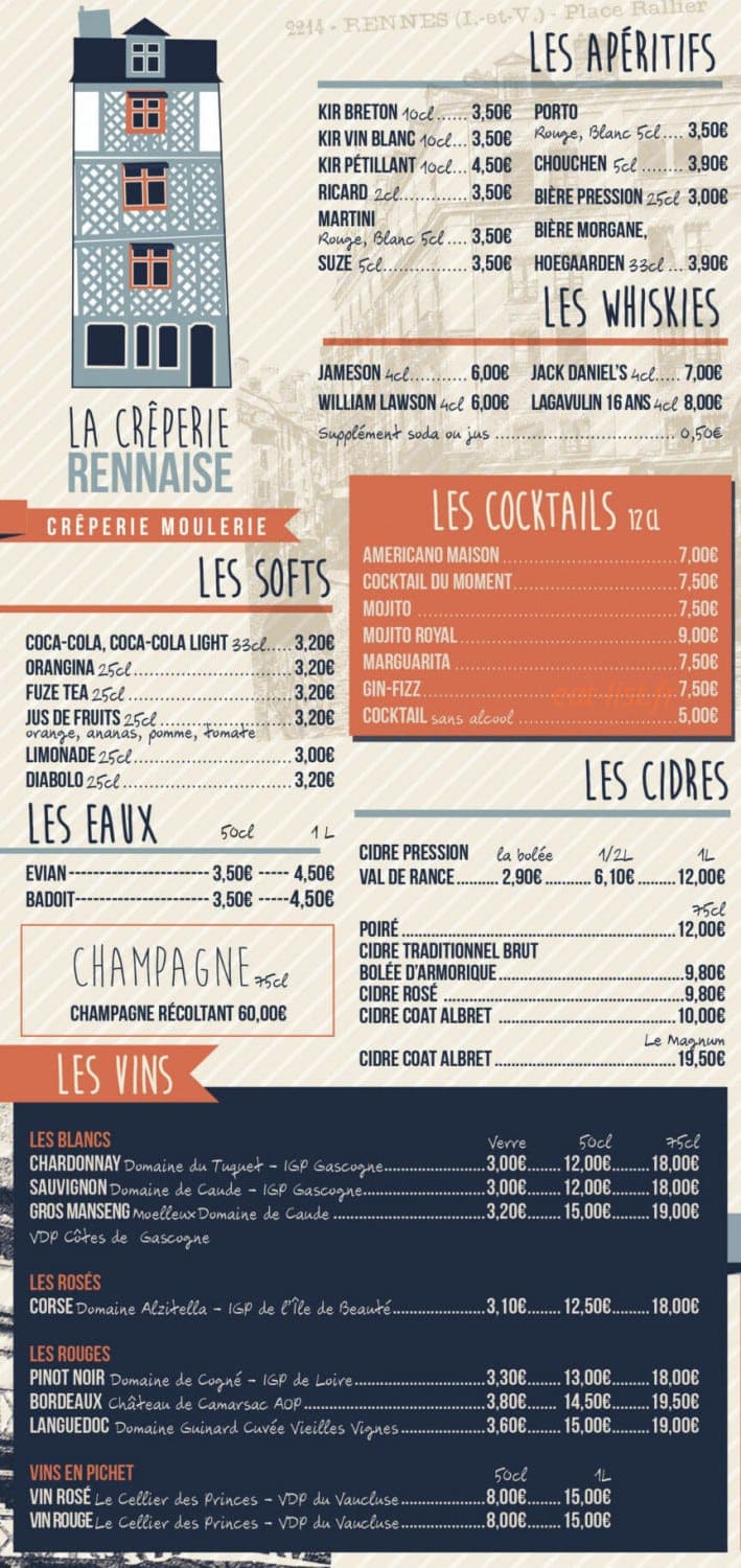 La Crêperie Rennaise — carte page 2