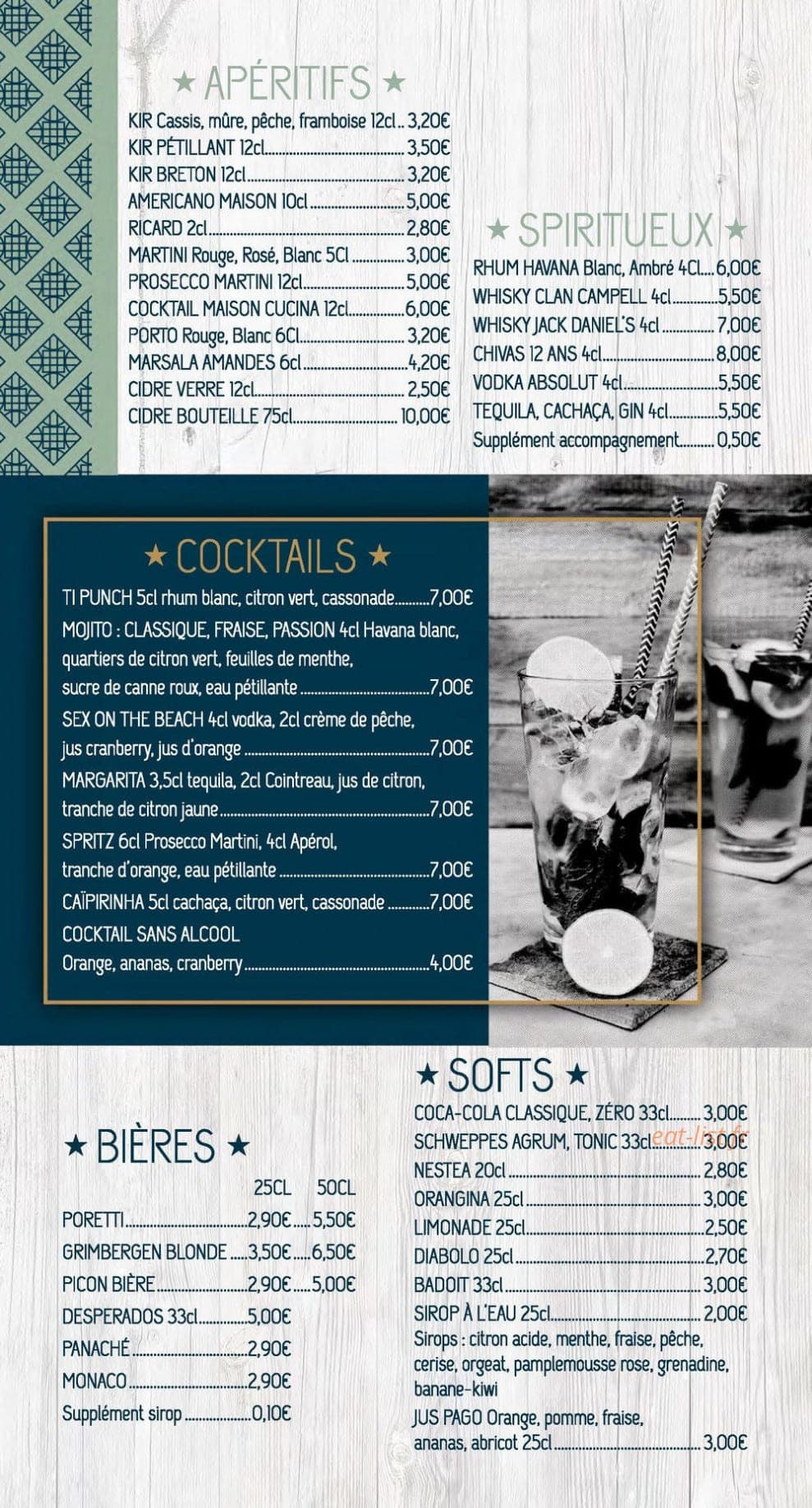La Cucina — carte page 1