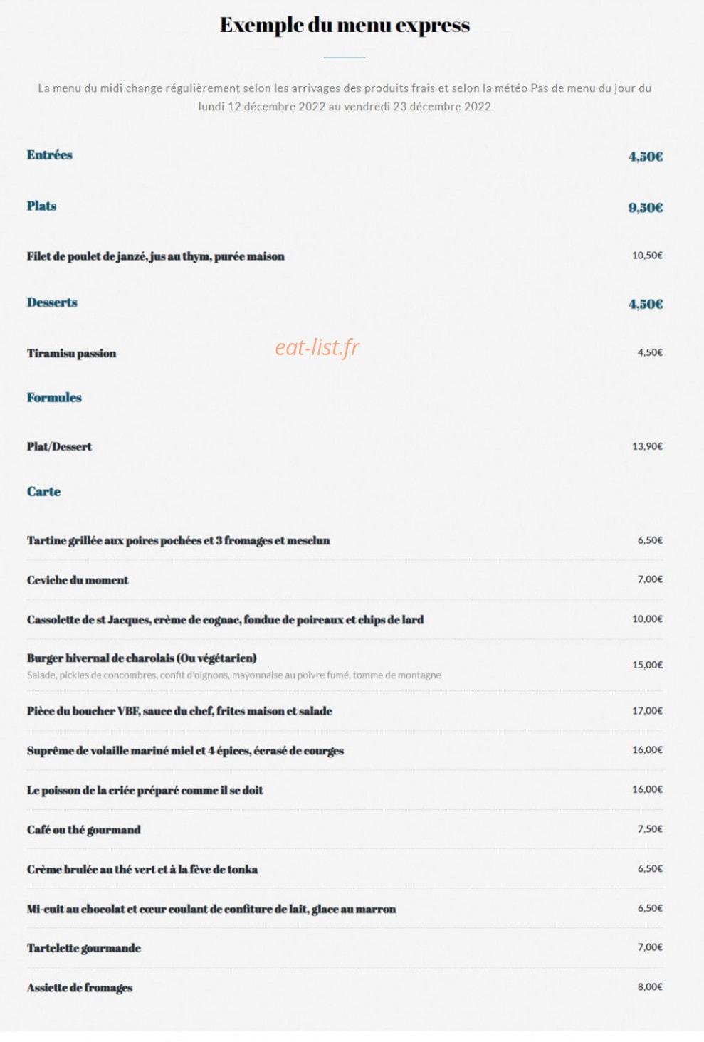 La Note des gourmets — carte page 1