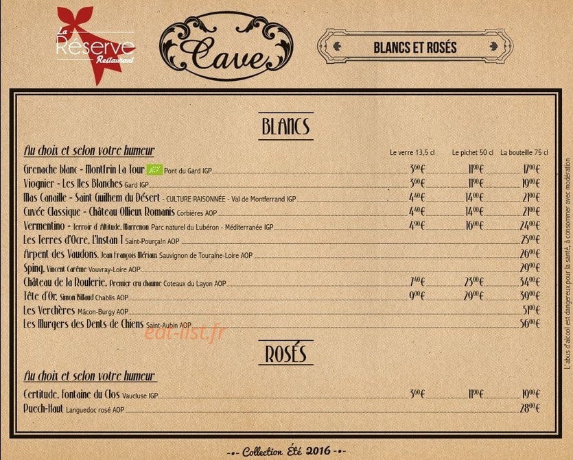 La Réserve — carte page 5