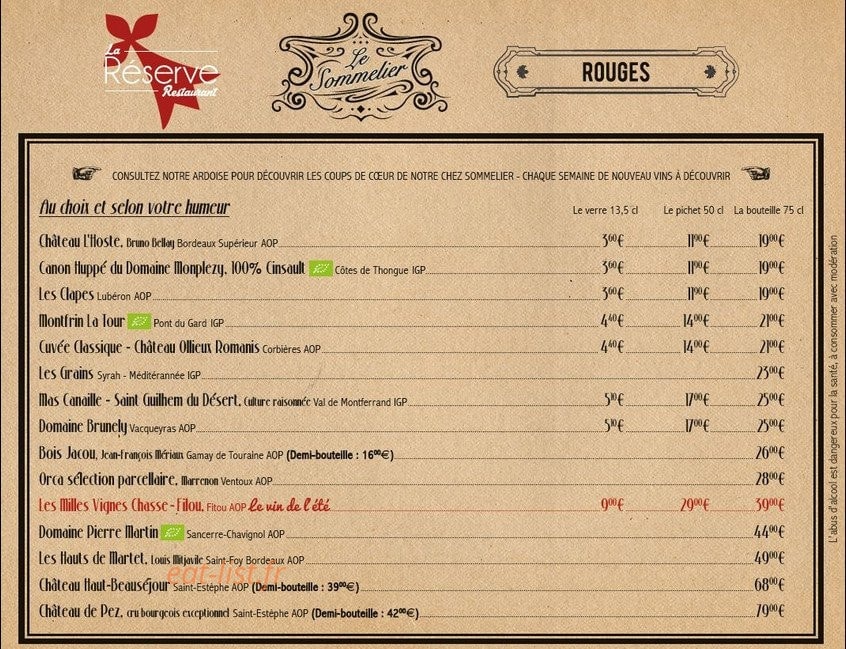 La Réserve — carte page 6