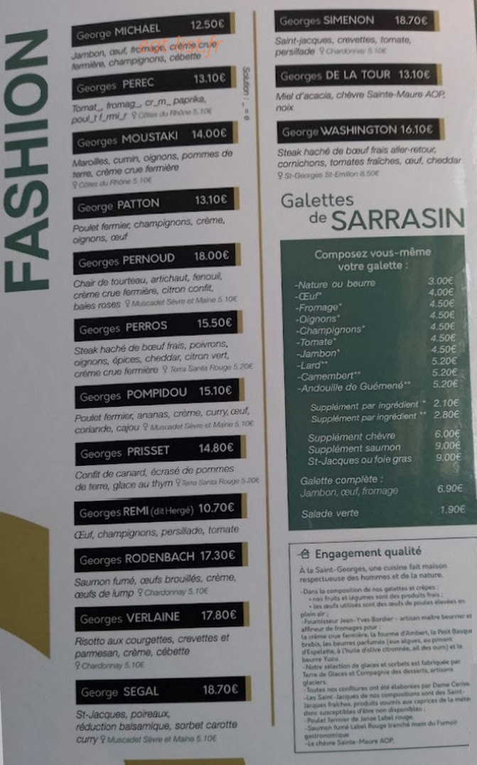 La Saint Georges — carte page 2