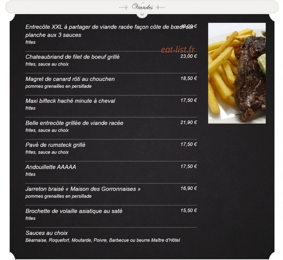 La Taverne — carte page 10