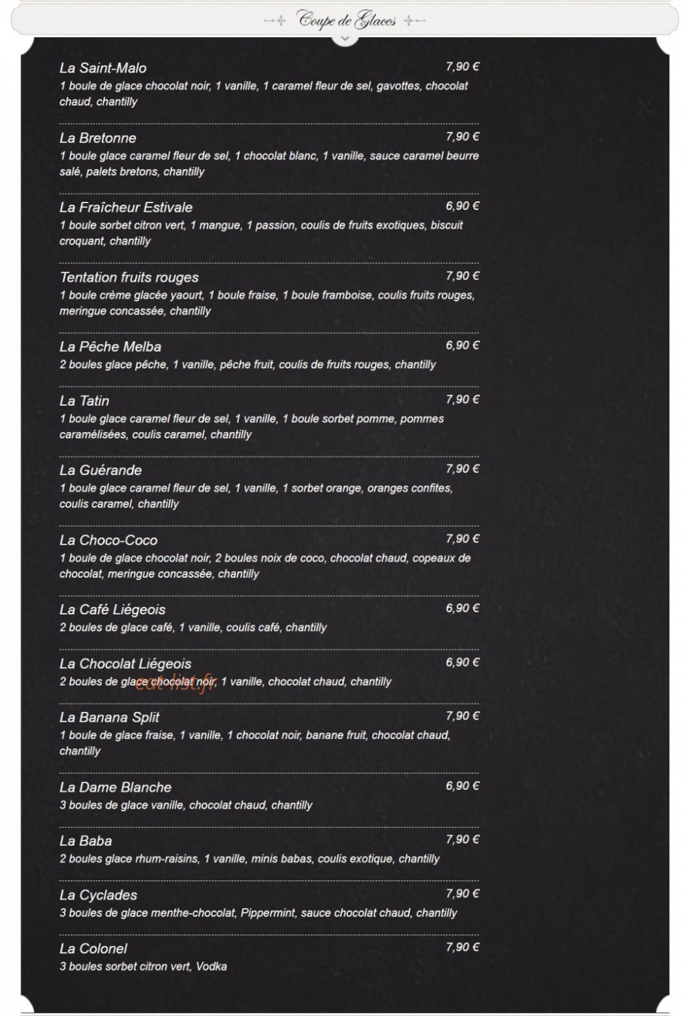 La Taverne — carte page 16