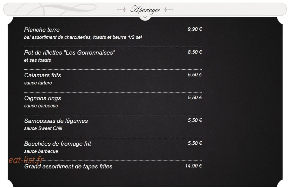 La Taverne — carte page 1