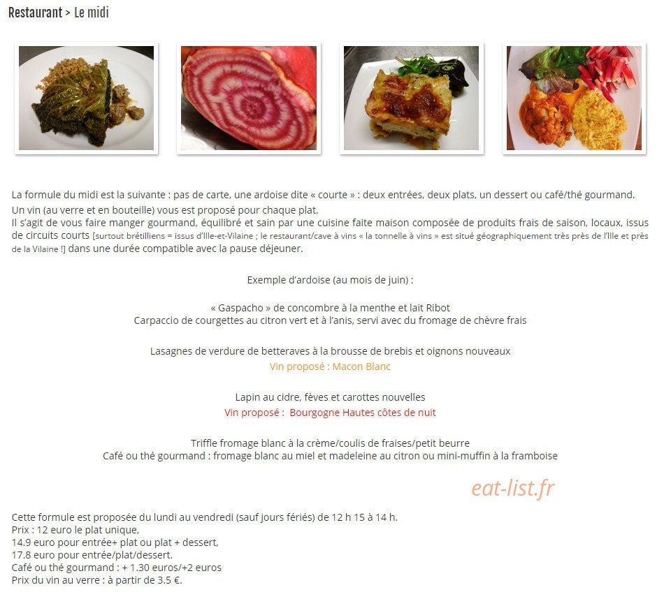 La tonnelle à vins — carte page 1