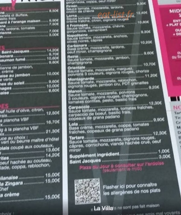 La Villa — carte page 1